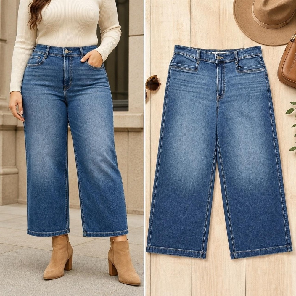 Belle Isle Torrid Women 10 High Rise Wide Leg Crop Jeans Plus Y2K Everyday Denim